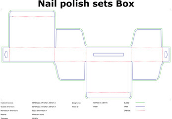 Nail polish set box packaging die cut template design layout diagram illustration