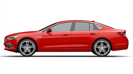 Red sedan profile, sleek design