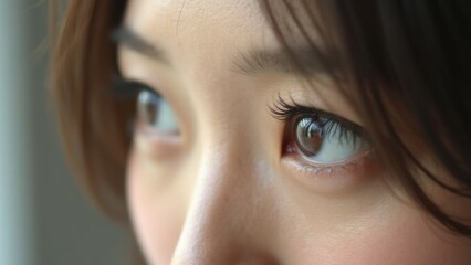 日本人女性の目元クローズアップ（横顔）
