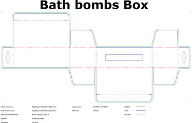 Bath bomb box die cut template packaging design blueprint for cardboard gift box layout
