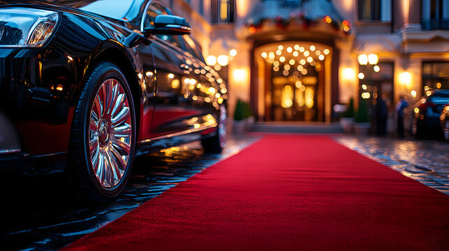 Elegant black limousine parked indoors for luxury events and special occasions 