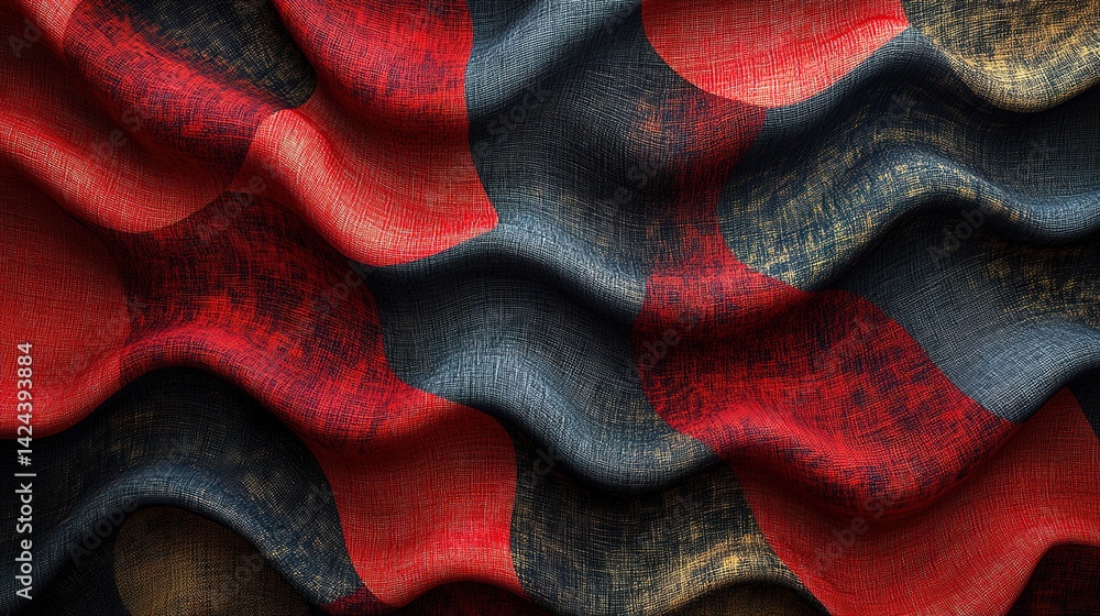 Poster dynamic fabric with red and dark patterns