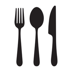 cutlery vector icon set. spoon, fork, knife icon silhouette vector art illustration