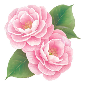 recommend clip art: PNG Pink camellia flowers pink art illustration.