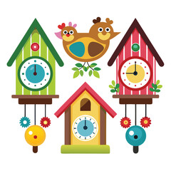  set of Cuckoo shilhotee vector with white background