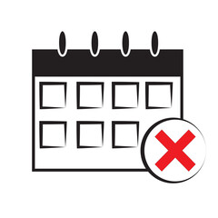 Obraz premium Cancelled Date Icon with Red Cross Mark