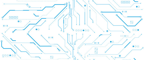 Abstract digital technology futuristic internet network speed connection white and blue background. Technology background with crossed lines and dots.