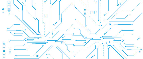 Abstract digital technology futuristic internet network speed connection white and blue background. Technology background with crossed lines and dots.