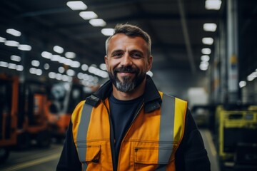Obraz premium confident smiling man portrait in a factory worker