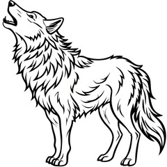 Fototapeta premium Howling Wolf Line Art Illustration