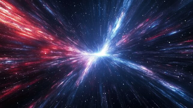 Abstract flight in space hyper jump 3d illustration