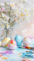 Vibrant Easter eggs with flowers