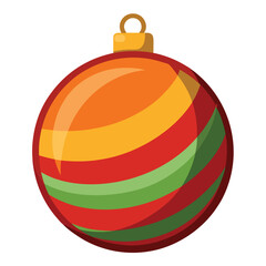 Striped Christmas Ornament Red Green Orange Yellow