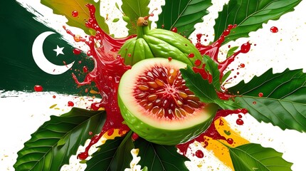 Obraz premium Dynamic Watermelon Representation Highlighting Pakistani Symbolism