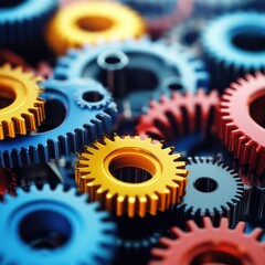 Colorful Interlocking Gears: A Symphony of Precision and Teamwork