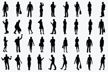 Human Silhouettes in Casual and Dynamic Poses Collection