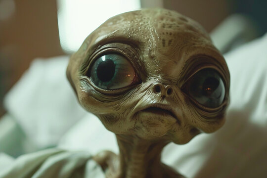 Image of extraterrestrial alien in hospital generative AI design