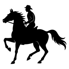 Vector art illustration of a man riding a moving horse