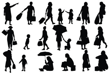 Silhouettes of People in Various Daily Activities