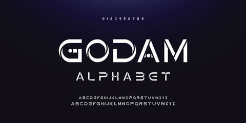 Design Modern abstract digital alphabet font. Minimal technology typography, Creative urban sport fashion futuristic font and with numbers. vector illustration.