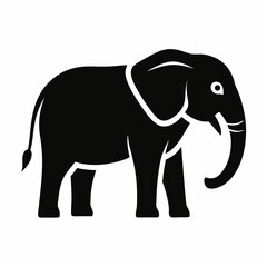 Obraz premium elephant animals silhouette vector icon with white background 