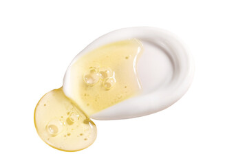 texture of a cosmetic smear of cream on a white background