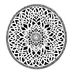 Stylized Geometric Circular Design Monochrome Art