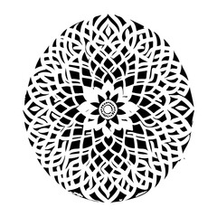 Decorative Black and White Floral Mandala Art