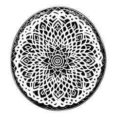 Circular abstract pattern, monochrome design style
