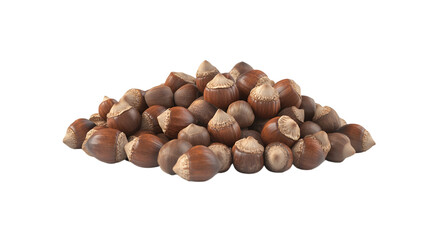 Pile of hazelnuts isolated on transparent background PNG