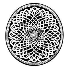 Abstract Intricate Mandala Circular Black and White