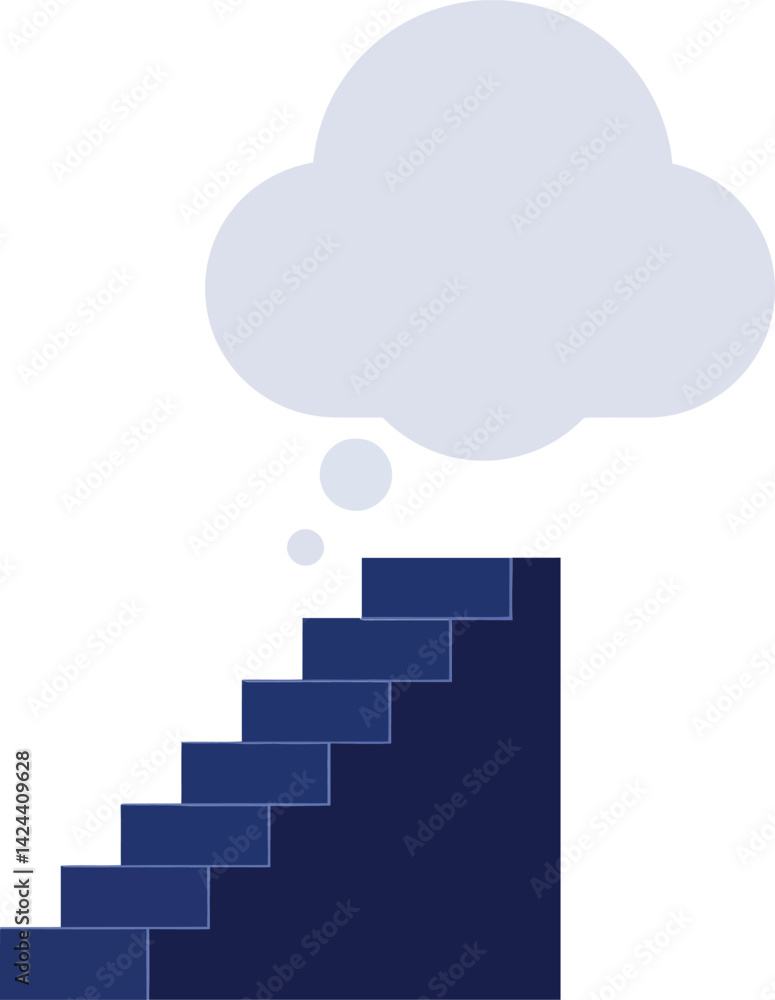 Aufkleber staircase with thought bubble symbolizing ideas and imagination in abstract concept vector illustrat