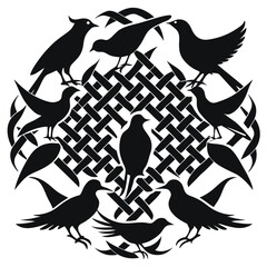  set of Weave – bird shilhotee vector with white background