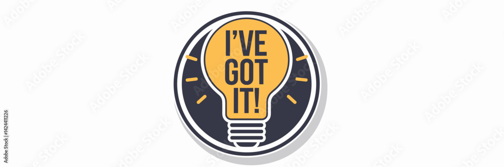 Poster vector sticker of a lightbulb with the text 