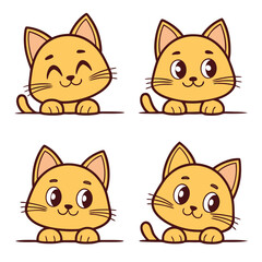 cute cat icon set 6 vector on white background