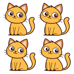 cute cat icon set 6 vector on white background