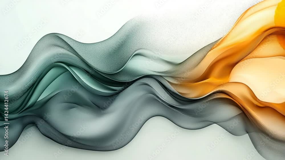 Poster elegant flowing abstract background with gold and teal color waves animation