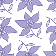 Fototapeta premium Elegant trendy vector ditsy floral seamless pattern design of beautiful abstract flowers and leaves. Foliage repeat texture background. Suitable for wallpaper, surface printing and textile