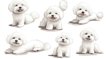 Adorable Maltese puppies posing, studio shot, white background, pet adoption