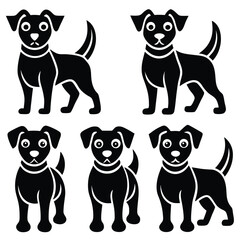 cute dog icon set 6 vector on white background 