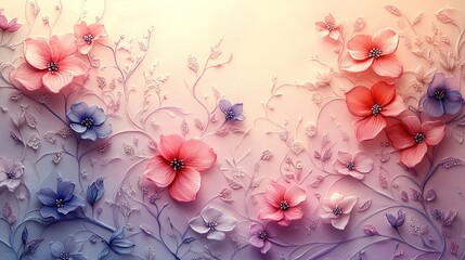 Delicate floral wall art, soft pastel colors