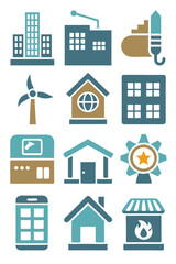 Sustainable City Icons: Vector Set for Eco-Friendly Initiatives