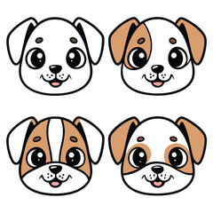 cute dog icon set 6 vector on white background 