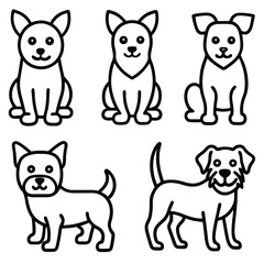 cute dog icon set 6 vector on white background 