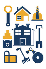 Home repair, home maintenance, building, and construction illustrations