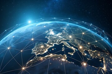 Global Network Around Earth Europe, Middle East and Africa Night City Lights
