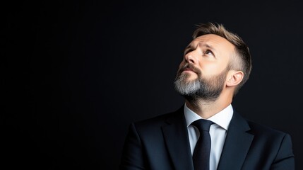 Thoughtful businessman looking upward (2)