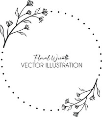 Obraz premium Minimal Botanical Floral Wreath Circle – Branding and Wedding Use