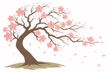 12 Cherry blossom trees, pink petals, watercolor illustration, delicate branches, spring scene, botanical art, soft pastel colors, minimalist style, Japanese-inspired, sakura blossoms, elegant composi