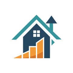 Fototapeta premium Real Estate Investment Growth Chart House Logo Concept